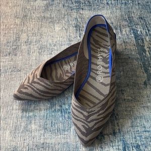 Rothy’s “The Point” Zebra Pointed-Toe Flat